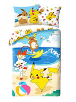 Povlečení Pokémon - Pikachu with Scorbunny on beach